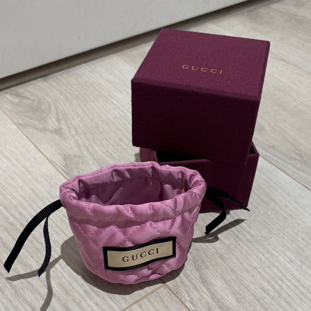 Gucci Pink Quilted Pouch with Burgundy Box